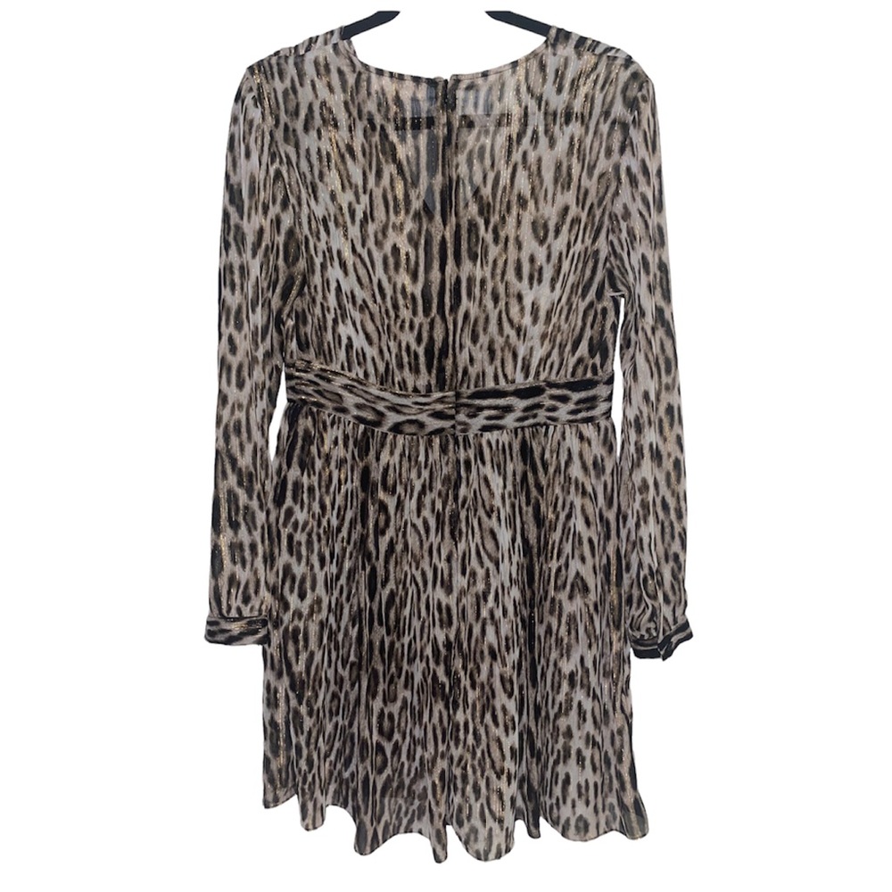 Michael Kors sheer leopard cheetah π print dress, gold metallic, NWT, size 8 - Picture 3 of 7